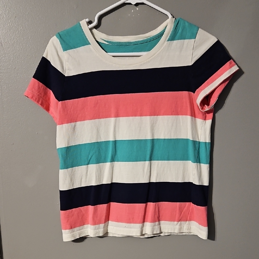 J. Crew Teal and Cream Knit Top